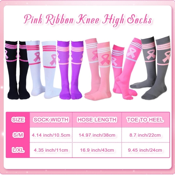 Knee High compression Breast Cancer Awareness ribbon - Picture 4 of 4